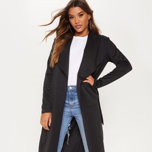 Black Long Scuba Waterfall Coat